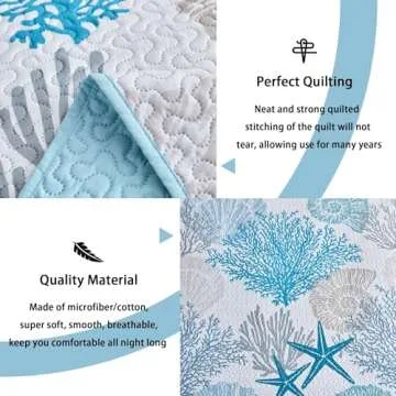 Tritard Coastal Quilt Set - Lightweight Beach Bedding Set