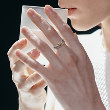 Myshiwu Two-tone Crossover Twisted Cable Ring Gift