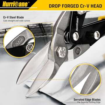 HURRICANE 3pc Aviation Tin Snips Set for Sheet Metal Cutting