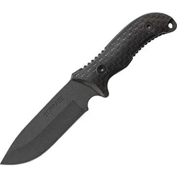 Schrade Delta Class Bedrock Sheepsfoot Fixed Blade with 10.4in Stainless Steel Blade, TPE Handle for Outdoor Survival, Camping, Bushcraft