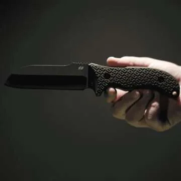 Schrade Delta Class Bedrock Sheepsfoot Fixed Blade with 10.4in Stainless Steel Blade, TPE Handle for Outdoor Survival, Camping, Bushcraft