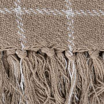 DII Transitional Checked Plaid Woven Throw, 50x60, Stone