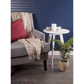 DII Transitional Checked Plaid Woven Throw, 50x60, Stone