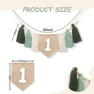 BOOMPA Wild One 1st Birthday High Chair Banner - Wood Bead Tassel Garland - First Birthday Party Tas...