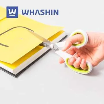 WHASHIN Two-Tone Scissors (705) - Multipurpose, Ultra Sharp Blade Shears, Softgrip, Stainless Steel Sewing, Comfort TPR Grip, Crafting Scissors for Office and Home (White & Orange)