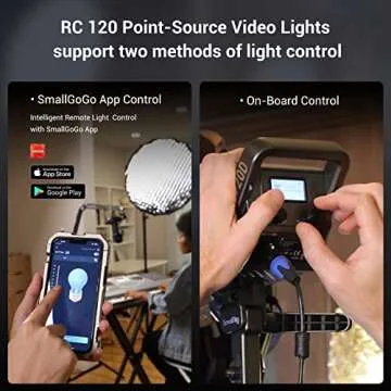 SmallRig RC 120D 120W COB LED Video Light, 5600K, 62600Lux@1m On-Board and SmallGoGo App Control, TLCI 96+ CRI 95+, 9 Lighting Effects, Support AC Adapter and 14.4V/26V V-Mount Battery
