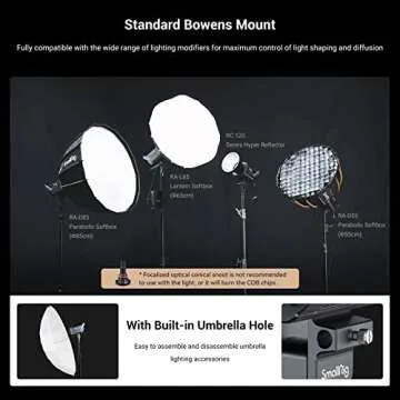 SmallRig RC 120D 120W COB LED Video Light, 5600K, 62600Lux@1m On-Board and SmallGoGo App Control, TLCI 96+ CRI 95+, 9 Lighting Effects, Support AC Adapter and 14.4V/26V V-Mount Battery