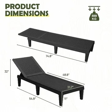 Devoko Outdoor Chaise Lounge Chairs Set - Adjustable & Waterproof
