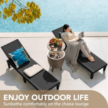 Devoko Outdoor Chaise Lounge Chairs Set - Adjustable & Waterproof