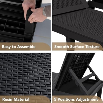 Devoko Outdoor Chaise Lounge Chairs Set - Adjustable & Waterproof