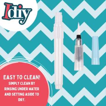 Refillable Water Color Brush Pen Set of 12 (3 Different Thicknesses & 4 of Each Size) Multi Purpose Artist Grade Watercolor Brushes for DIY Painting & Lettering