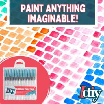 Refillable Water Color Brush Pen Set of 12 (3 Different Thicknesses & 4 of Each Size) Multi Purpose Artist Grade Watercolor Brushes for DIY Painting & Lettering