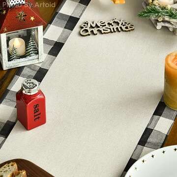 Artoid Mode Buffalo Plaid Xmas Trees 2PCS Merry Christmas Table Runner, Seasonal Winter Holiday Kitchen Dining Table Decoration for Home Party Decor 13 x 72 Inch