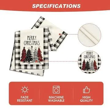 Artoid Mode Buffalo Plaid Xmas Trees 2PCS Merry Christmas Table Runner, Seasonal Winter Holiday Kitchen Dining Table Decoration for Home Party Decor 13 x 72 Inch