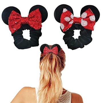 Styla Hair Mouse Ear Scrunchies for Kids & Women 2 Pack