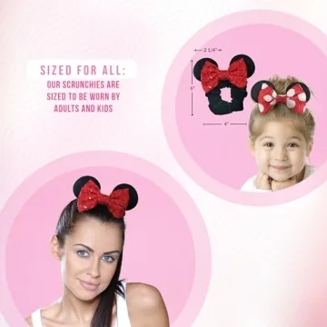 Styla Hair Mouse Ear Scrunchies for Kids & Women 2 Pack