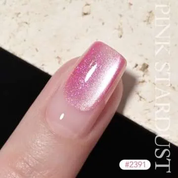 GAOY Pink Cat Eye Gel Nail Polish, 16ml Glitter Holographic Beauty