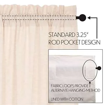 Country Farmhouse Window Curtain Prairie Panel Set of 2 84x36