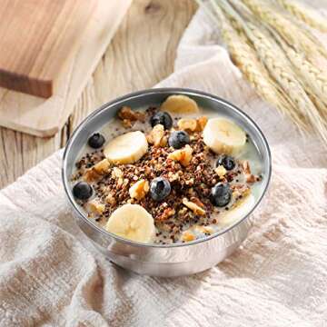 SATINIOR 10 Pack 21 oz Stainless Steel Bowls Double Walled Insulated Soup Bowls Multipurpose Rice Ice Cream (18 oz)