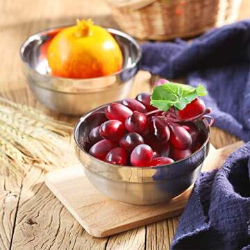 SATINIOR 10 Pack 21 oz Stainless Steel Bowls Double Walled Insulated Soup Bowls Multipurpose Rice Ice Cream (18 oz)