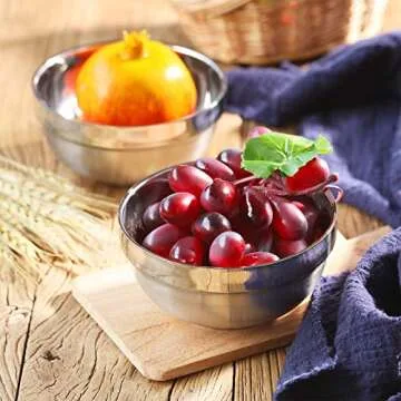 SATINIOR 10 Pack 21 oz Stainless Steel Bowls Double Walled Insulated Soup Bowls Multipurpose Rice Ice Cream (18 oz)