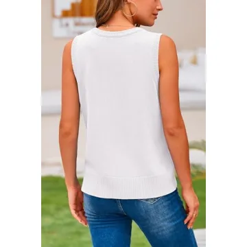 PRETTYGARDEN Women's Spring Knitted Vest Blouse with Pockets