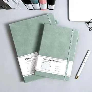 CAGIE Lined Journal Notebook, 320 Pages College Ruled Notebook, 100 Gsm Paper Thick Journal, B5 Hardcover Leather Journals for Writing Women Men, 7.6x10In, Green