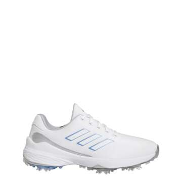 adidas Women's ZG23 Golf Shoes, Footwear White/Blue Fusion Metallic/Silver Metallic, 8