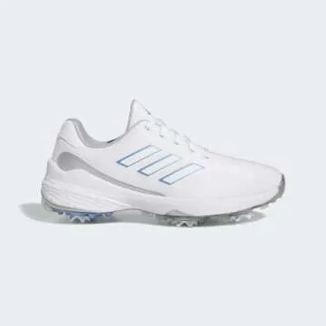 adidas Women's ZG23 Golf Shoes, Footwear White/Blue Fusion Metallic/Silver Metallic, 8