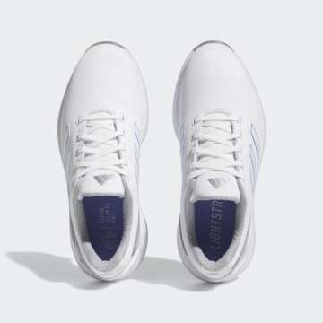 adidas Women's ZG23 Golf Shoes, Footwear White/Blue Fusion Metallic/Silver Metallic, 8