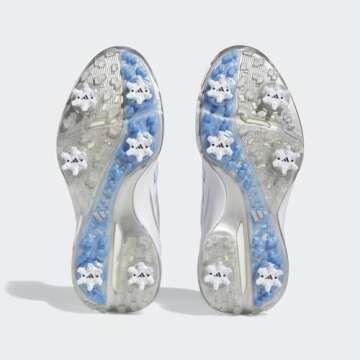 adidas Women's ZG23 Golf Shoes, Footwear White/Blue Fusion Metallic/Silver Metallic, 8