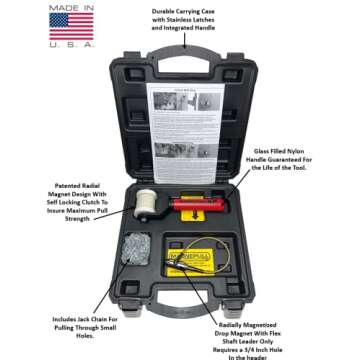 Magnepull XP1000-LC Magnetic Wire Puller for Electrical Tools W/Flexible Steel Leader & Durable Case...