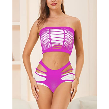 LEMON GIRL Women's Set US4-18 Lingerie Fishnet BabyDoll Bodysuit Mini Dress