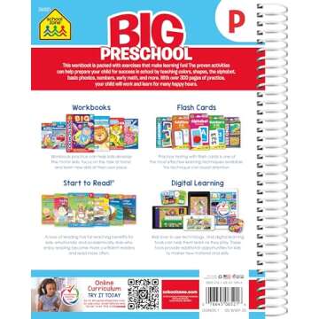 School Zone - Big Preschool Workbook - 320 Spiral Pages, Ages 3 to 5, Colors, Shapes, Numbers, Early...