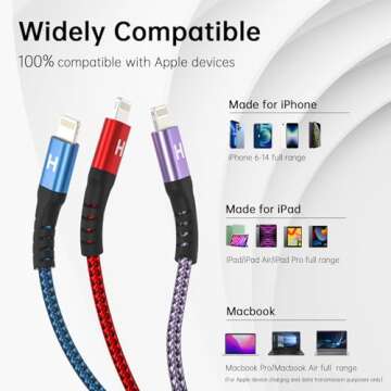 iPhone Charger [Apple MFi Certified], Lightning Cable 3Pack 6FT, Nylon Braided iPhone Charger Fast Charging Cable Compatible iPhone 14/13/12/11 Pro Max/XS MAX/XR/XS/X/8/7/6 Plus SE iPad