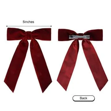2PCS Red Velvet Hair Bows Hair Clips 5" Big Fall Alligator Clips Hair Accessories for Women Girls To...