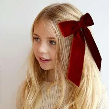 2PCS Red Velvet Hair Bows Hair Clips 5" Big Fall Alligator Clips Hair Accessories for Women Girls Toddlers Kids