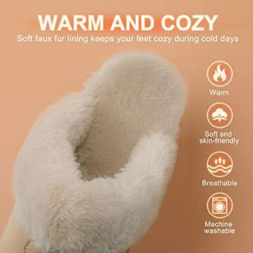 DREAM PAIRS Women's House Slippers Indoor Fuzzy Fluffy Furry Cozy Home Bedroom Comfy Winter Cute War...