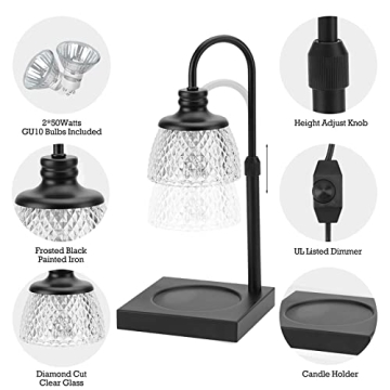 Luzdiosa Candle Warmer Lamp with Dimmer and 2 Bulbs