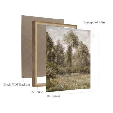 Pinetree Art Framed Canvas Wall Art for Living Room Decor, Vintage Meadow with Flowers Painting Wall Art Prints Bedroom Home Bathroom Decor (Poplars, 8" x 10")