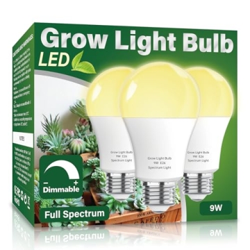 Wiyifada 3 Pack Full Spectrum Grow Light Bulbs for Indoor Plants, Dimmable E26 9W Grow Bulb, Energy ...