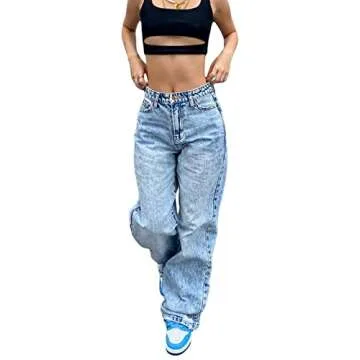 Women Baggy Y2K Jeans | Vintage Low Waisted Denim Pants