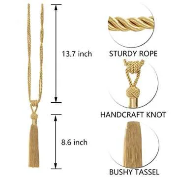 BEL AVENIR Gold Hand-Woven Curtain Tiebacks - 2 Pack