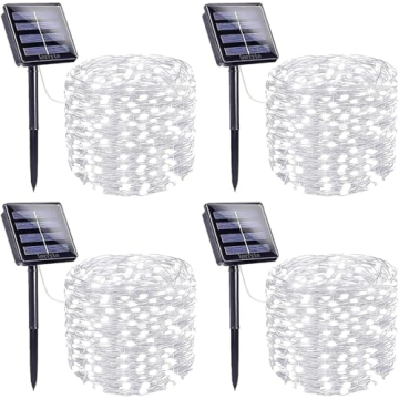 LORRYTE White 4-Pack 160FT 400 LED Solar String Lights, Solar Fairy Lights Outdoor Waterproof with 8...