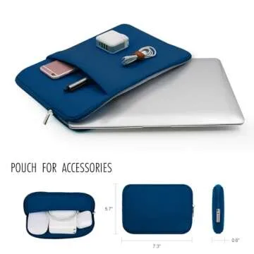 RAINYEAR 16 Inch Laptop Sleeve Protective Soft Case Cover Bag with Front Pocket & Accessories Pouch,Specially Compatible with 2021 2022 16" MacBook Pro M1 for A2141 A2485 (Navy Blue, Upgraded Version)