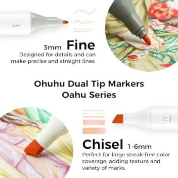Ohuhu Alcohol Markers Skin Tones Double Tipped Skin Color Art Marker Set for Artists Adults Coloring...