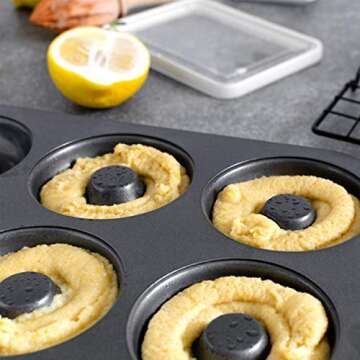WERTIOO Donut Pans 2 Pack, Non-Stick 6-Cavity Mini Baking Pans, High-grade Carbon Steel Donut Mold - Bagels Doughnuts Biscuit Cake Baking Tray Maker Pan, Dishwasher, Oven, Freezer Safe