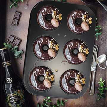 WERTIOO Donut Pans 2 Pack, Non-Stick 6-Cavity Mini Baking Pans, High-grade Carbon Steel Donut Mold - Bagels Doughnuts Biscuit Cake Baking Tray Maker Pan, Dishwasher, Oven, Freezer Safe