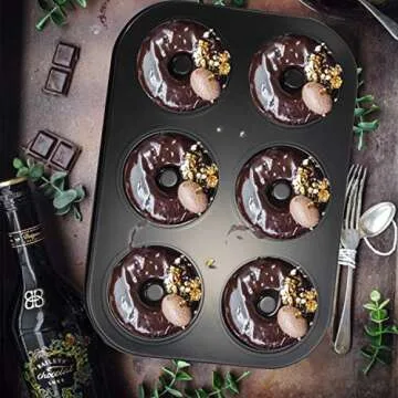 WERTIOO Donut Pans 2 Pack, Non-Stick 6-Cavity Mini Baking Pans, High-grade Carbon Steel Donut Mold - Bagels Doughnuts Biscuit Cake Baking Tray Maker Pan, Dishwasher, Oven, Freezer Safe