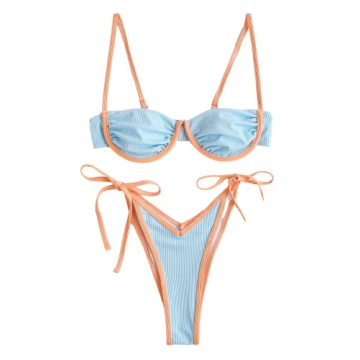 ZAFUL Women's Underwire Bikini High Cut Two Piece Swimsuit